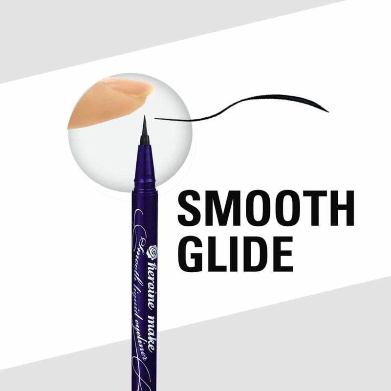 Heroine Make by KISSME Waterproof Eyeliner with Ultra-Fine 0.1mm Tip, Liquid Eyeliner Pen for Sensitive Skin, Cat Eye Liner for Long Lasting Wear, Made in Japan, Jet Black, 1 Count, SMOOTH - Image 2