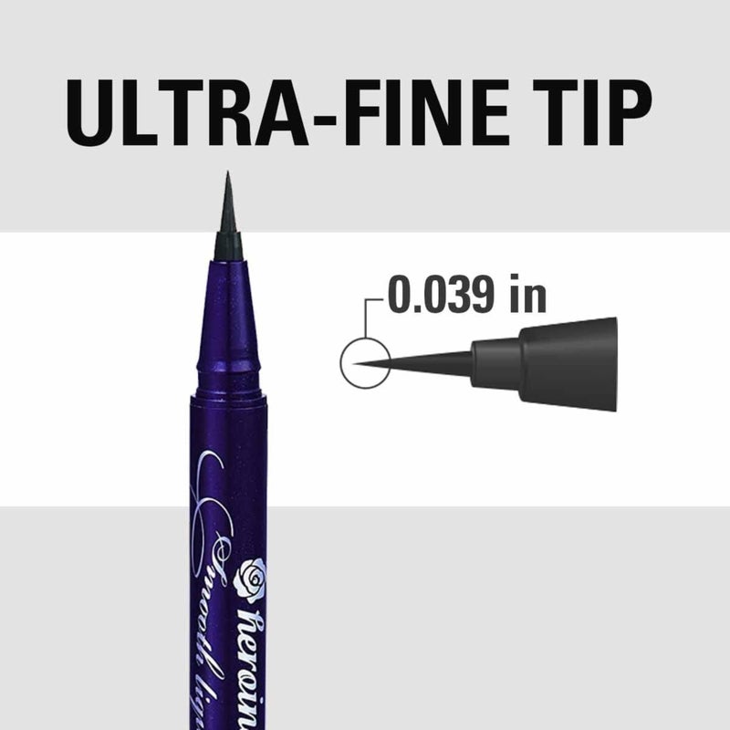 Heroine Make by KISSME Waterproof Eyeliner with Ultra-Fine 0.1mm Tip, Liquid Eyeliner Pen for Sensitive Skin, Cat Eye Liner for Long Lasting Wear, Made in Japan, Jet Black, 1 Count, SMOOTH - Image 1