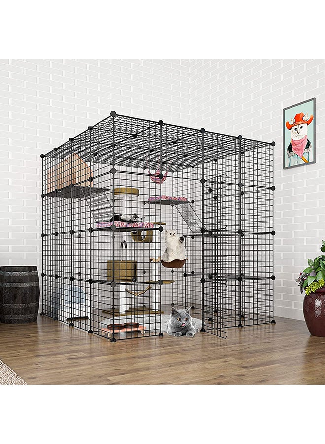 Generic Large Cat Cage Indoor Cat Playpen Metal Wire Kennels Crate Outdoor Enclosures for Kitten Ferret Bunny and Chinchilla Ideal for 1-4 Cats, 55L x 55W x 55H Inchs  - Image 1