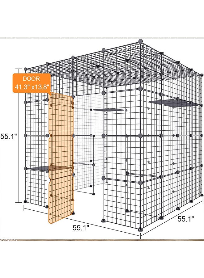 Generic Large Cat Cage Indoor Cat Playpen Metal Wire Kennels Crate Outdoor Enclosures for Kitten Ferret Bunny and Chinchilla Ideal for 1-4 Cats, 55L x 55W x 55H Inchs  - Image 3