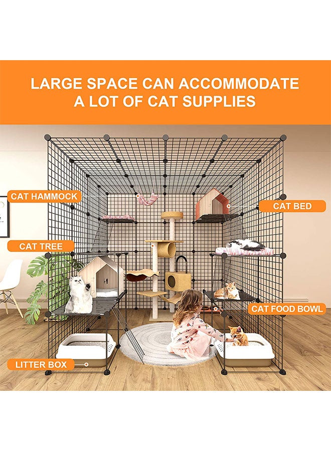Generic Large Cat Cage Indoor Cat Playpen Metal Wire Kennels Crate Outdoor Enclosures for Kitten Ferret Bunny and Chinchilla Ideal for 1-4 Cats, 55L x 55W x 55H Inchs  - Image 4
