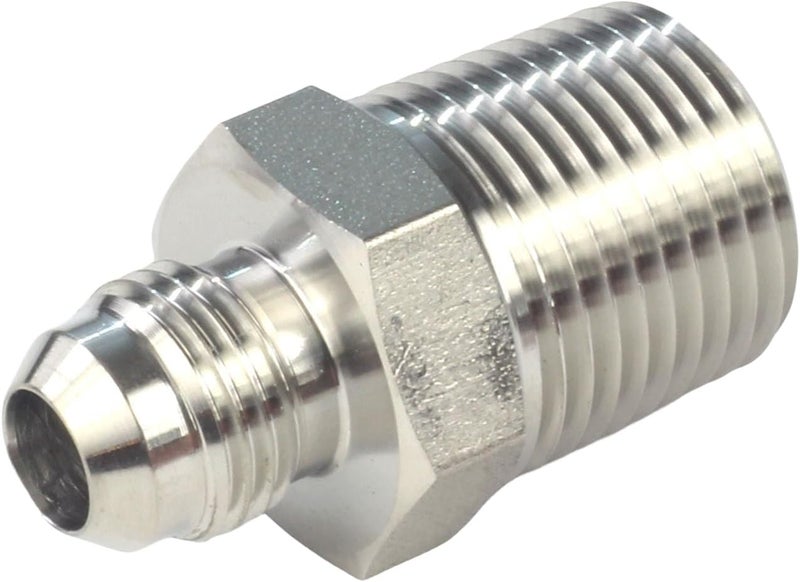 HFS (R) 1/2" NPT Male to 3/8" JIC Male Adapter Flared Tube Fitting Pipe Connector Stainless Steel 304 - Image 3