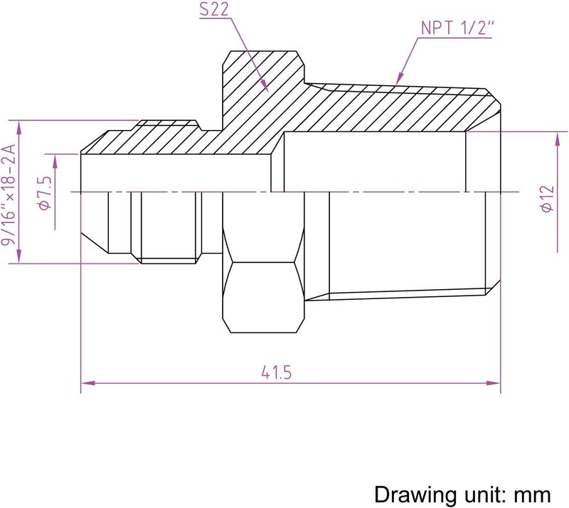 HFS (R) 1/2" NPT Male to 3/8" JIC Male Adapter Flared Tube Fitting Pipe Connector Stainless Steel 304 - Image 5