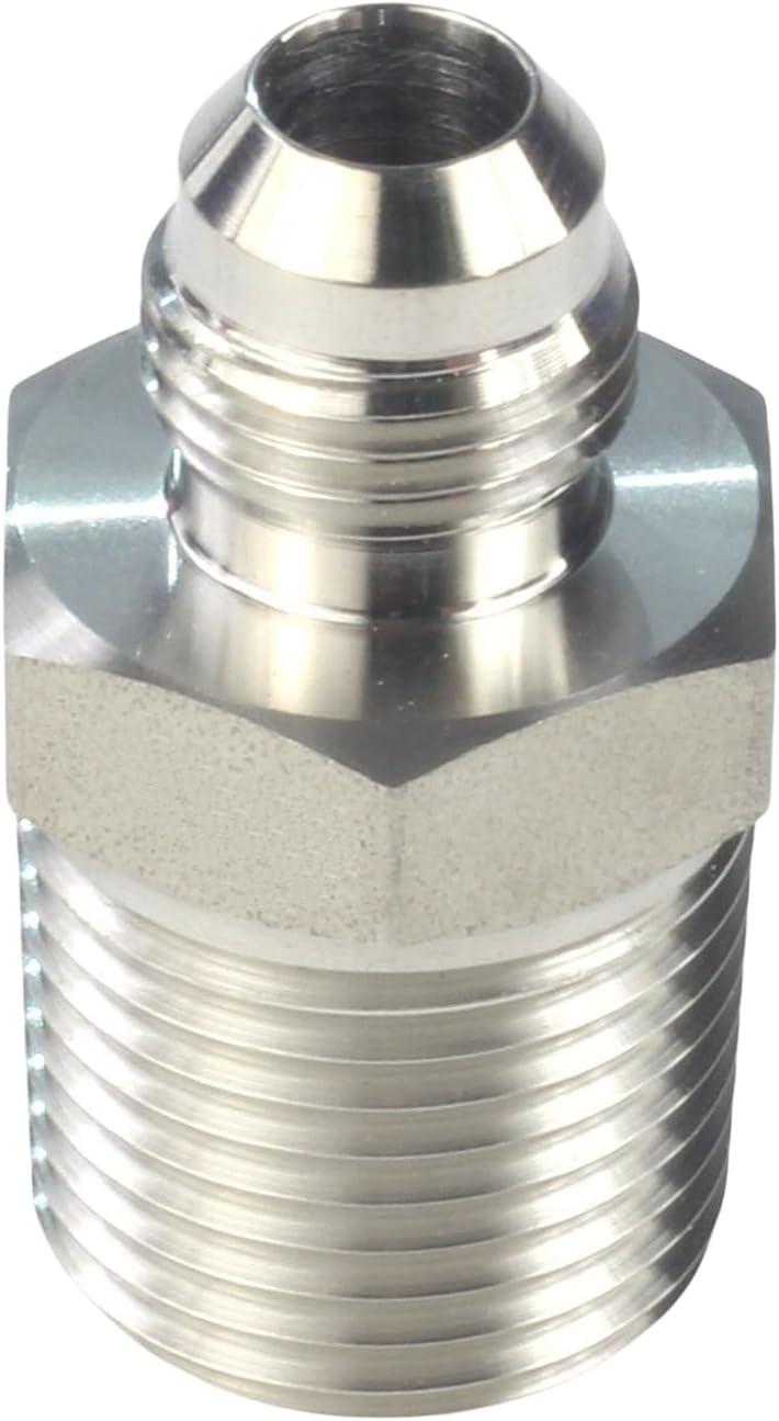 HFS (R) 1/2" NPT Male to 3/8" JIC Male Adapter Flared Tube Fitting Pipe Connector Stainless Steel 304 - Image 1