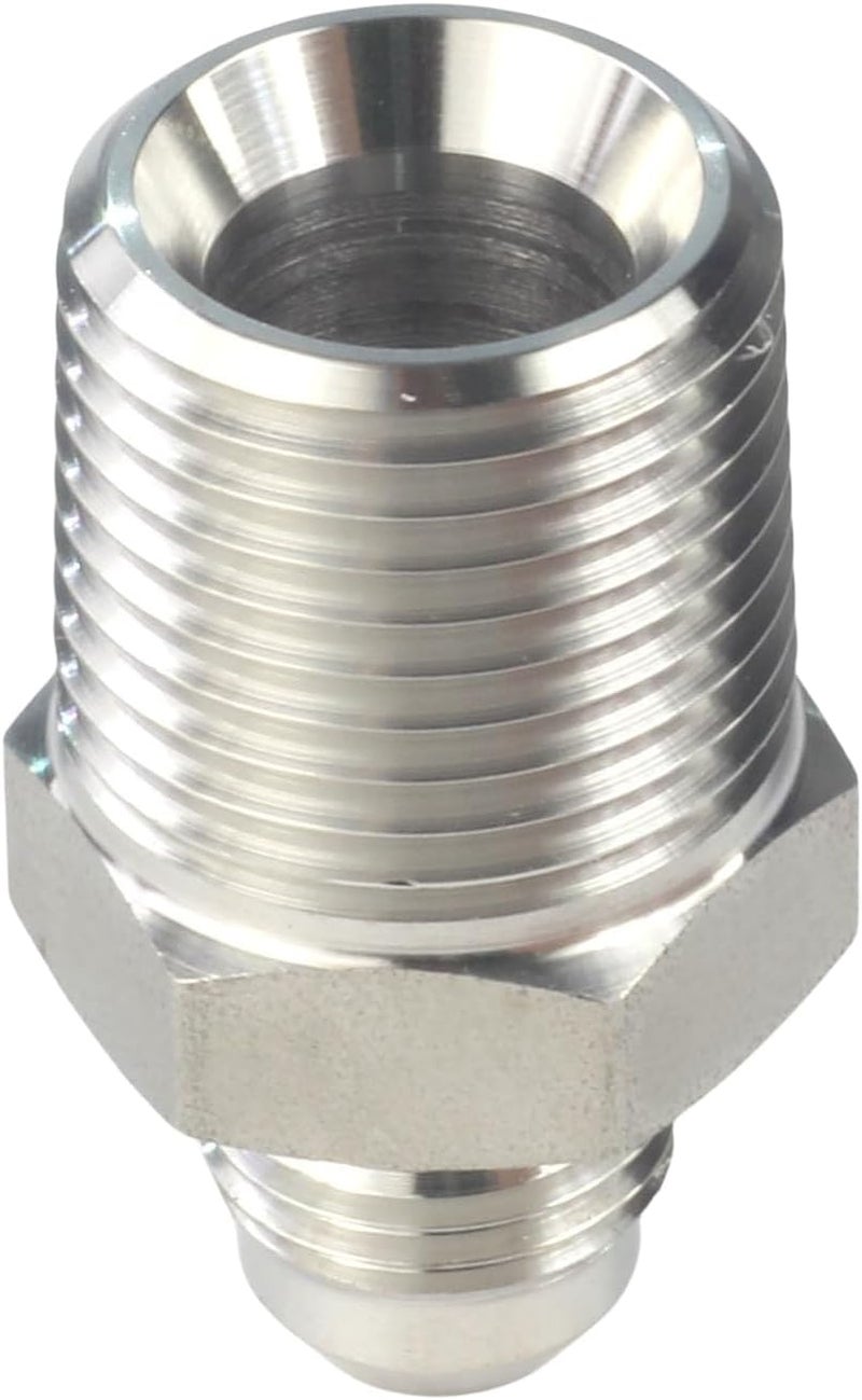 HFS (R) 1/2" NPT Male to 3/8" JIC Male Adapter Flared Tube Fitting Pipe Connector Stainless Steel 304 - Image 2