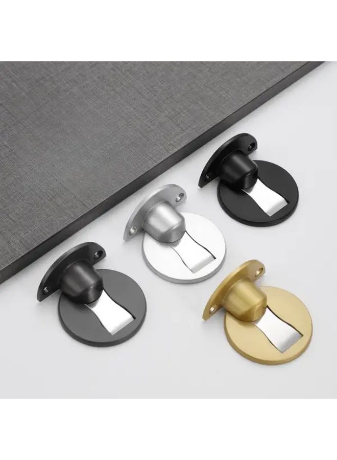 1 Pack Modern Magnetic Door Stopper Silvery Strong Dual Installation Floor Door Lock No Drilling Needed Sleek Black Design for Office Home Decor Minimalist Durable Construction - Image 3