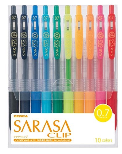 Zebra Technologies Zebra Sarasa Clip Gel Ink Ballpoint Pen 07mm 10 Color Set JJB1510CA - Image 1