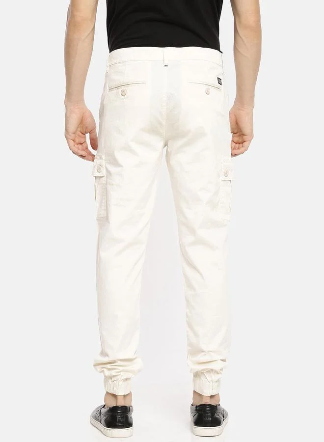 The Indian Garage Co  Men White Mid Rise Slim Fit Cargo Pants for Men | Best Price UAE