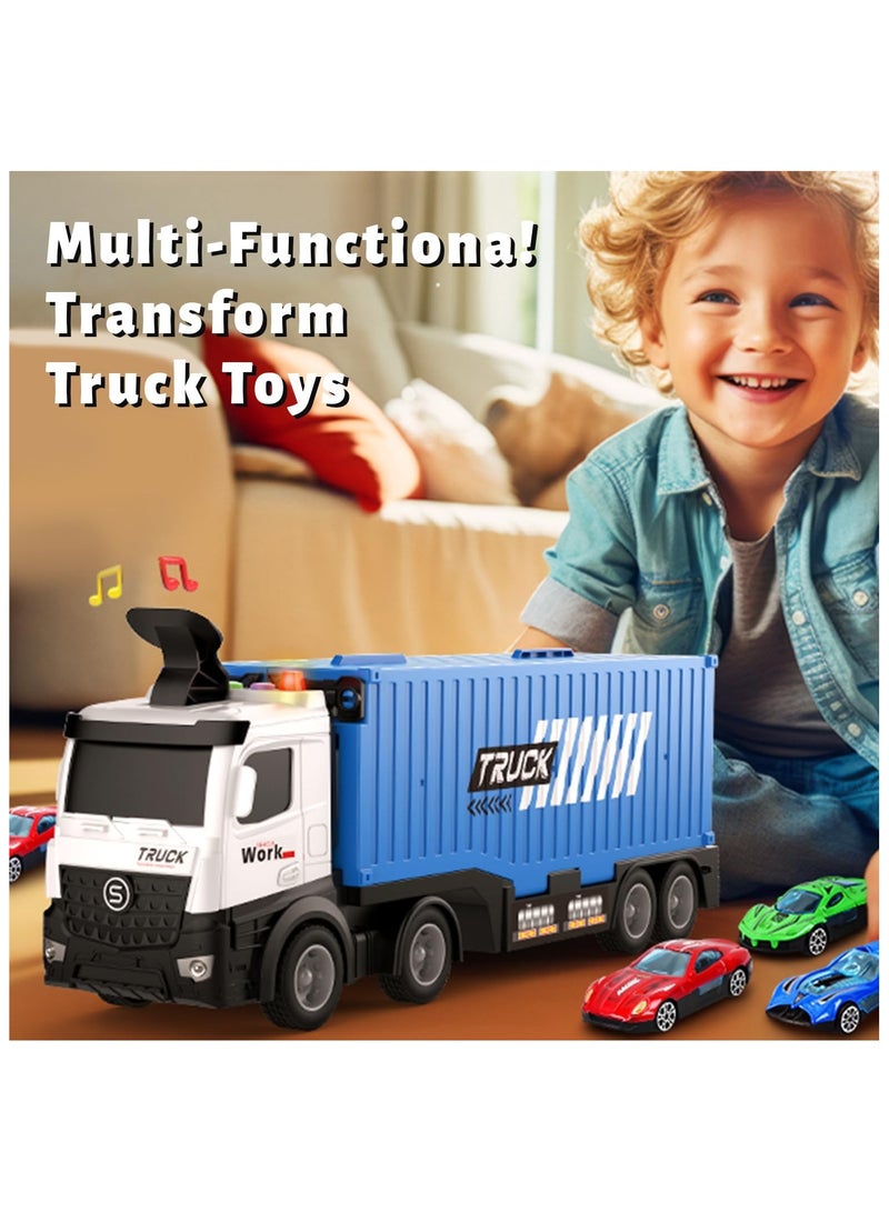 Truck Race Track Toddlers Toys, Foldable 3 Layer Car Race Track Playset, Toy Truck Transport Car Carrier & 8 Race Cars, Truck Car Kids Toys Gifts for Age 3 4 5 6+ Years Old Boys Girls - Image 2