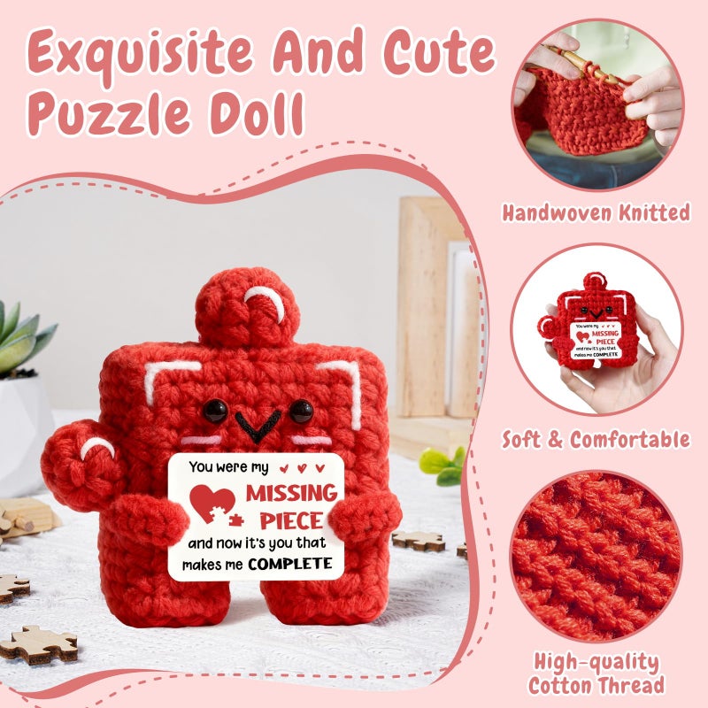 Sayregifty Valentines Day Gifts for Her, Handmade Crochet Puzzle Piece Plush, Cute Romantic I Love You Gift Anniversary Meaningful Valentines Gifts for Her Girlfriend Wife - Image 3