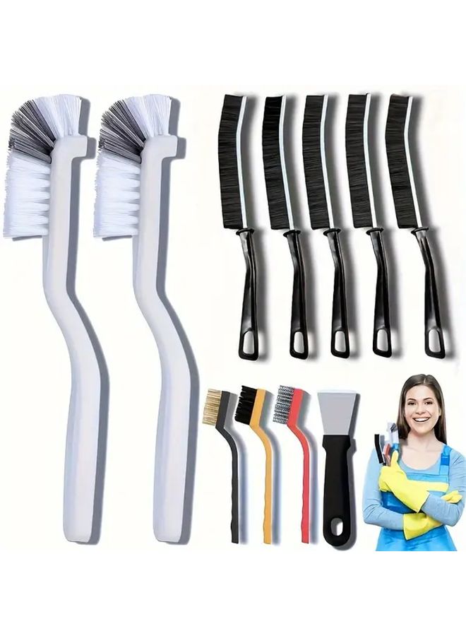 11 Items Gap Cleaning Brushes Set Durable Bristles Long Handles for Kitchen Bathroom Bottles Windows - Image 1