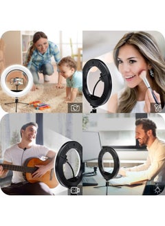 General Dual-position 10-inch Ring Lamp 12-inch 30cm Fill Light Beauty Lamp 26cm Selfie Lamp Photography Lamp Live Broadcast-Color:10 Inch 26cm Ring Lamp + Pan-tilt + Hose Mobile Phone Clip +110cm Tripod +  - Image 4