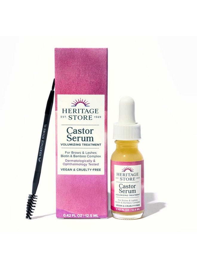 Heritage Store Castor Serum Volumizing Treatment for Fuller, Longer Looking Lashes & Bold Brows, With Organic Castor Oil, Black Castor Oil, Biotin & Our Keratin Supporting Hair Complex, Vegan, 0.42 oz - Image 1