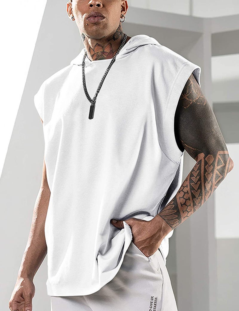 2023 New Casual Pullover Sports Casual Men's T-Shirt Trendy Sleeveless Hooded Loose Men - Image 1