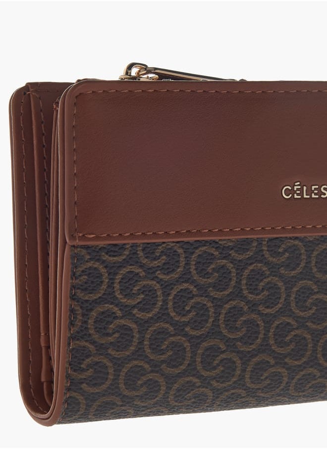 Celeste - Womens Monogram Print Bi-Fold Wallet With Magnetic Closure - Image 1