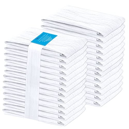 RUVANTI Flour Sack Towels 24 Pack 28x28 Inch, 100% Cotton Tea Towel, Reusable, Machine Washable, Absorbent BarTowels - Dish Cloth Perfect for Drying Dishes & Cleaning - White - Image 1