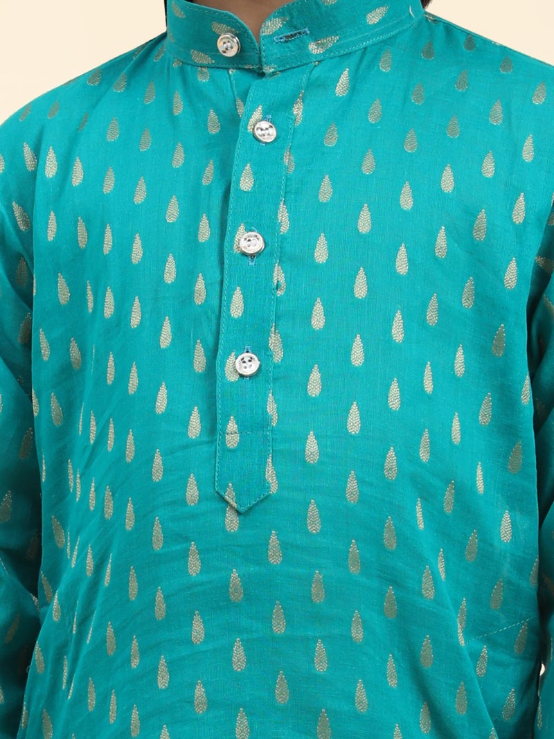 Pro-Ethic Style Developer Cotton Kurta Pajama For Kid's Boys Traditional dress Kurta Pajama set (S-234), 9-10 years, Firozi - Image 5