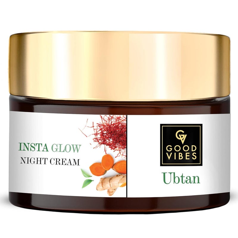 Good Vibes Ubtan Night Cream with Saffron Turmeric Vitamin B3 Hydrating Overnight Restorative Moisturizer for Skin No Parabens or Sulfates 176 Oz50ml
