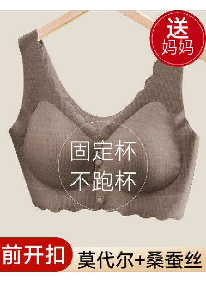 Tucano Silk Front-closure Wireless Bra For Middle-aged Women - Seamless Vest-style Bust Support With Side Coverage, Summer Lightweight Comfortable Underwear - Image 1