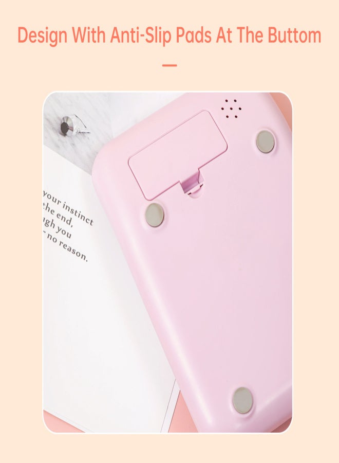 Mechanical Calculator 12 Digit Large LCD Display Big Round Button Cute Candy Colored Calculator Suitable for Office School Home for Kids Students Accountant - Purple - Image 2