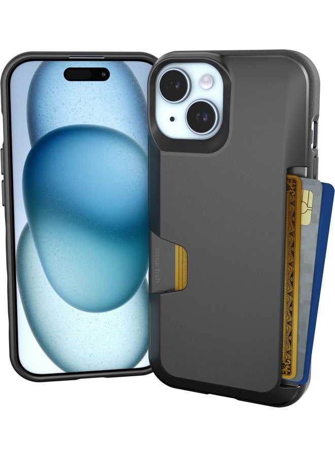 Smartish Smartish iPhone 15 Wallet Case - Wallet Slayer Vol. 1 [Slim + Protective] Credit Card Holder - Drop Tested Hidden Card Slot Cover Compatible with Apple iPhone 15 - Black Tie Affair  - Image 1
