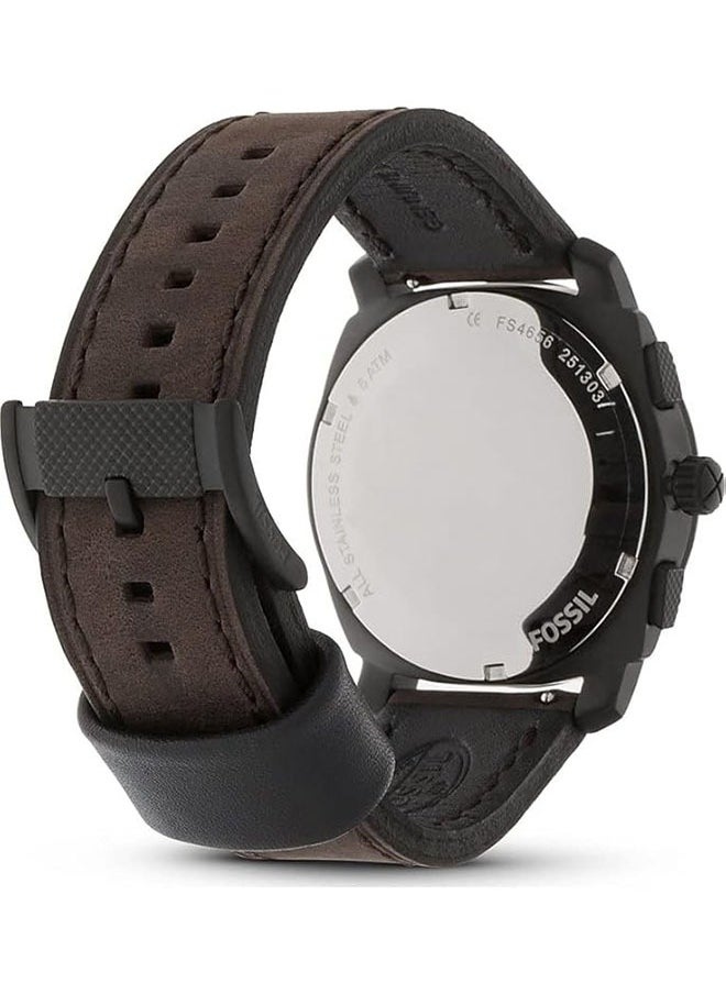 FOSSIL Men's waterproof leather simulated quartz watch -FS4656  - Image 3