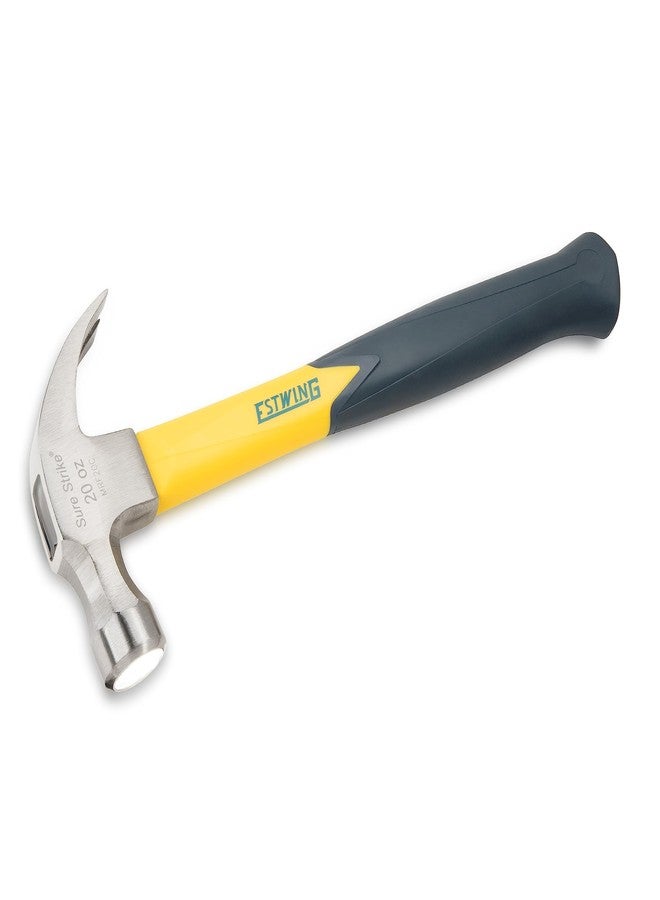 ESTWING Sure Strike Hammer - 20 oz Curved Claw Hammer with Smooth Face & Fiberglass Handle - MRF20C - Image 2