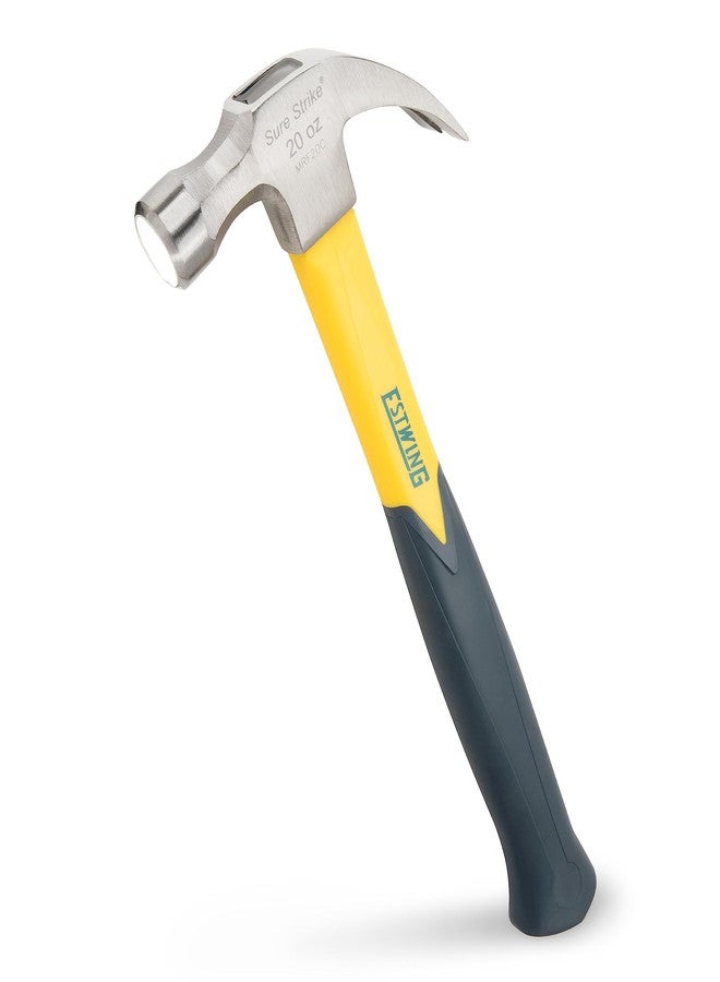 ESTWING Sure Strike Hammer - 20 oz Curved Claw Hammer with Smooth Face & Fiberglass Handle - MRF20C - Image 1