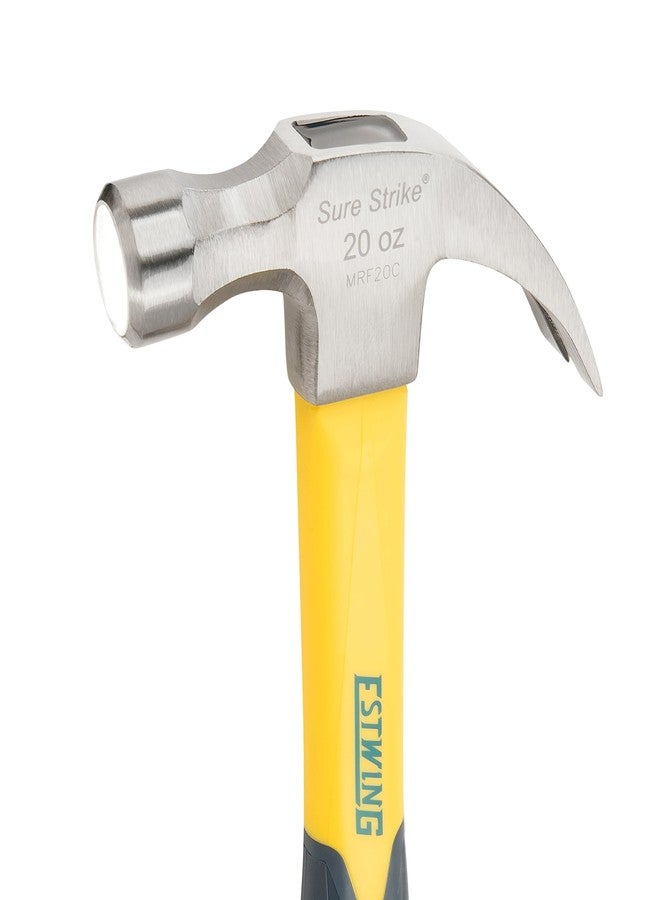 ESTWING Sure Strike Hammer - 20 oz Curved Claw Hammer with Smooth Face & Fiberglass Handle - MRF20C - Image 3