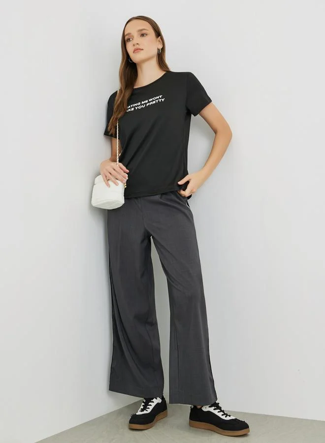Take Two Take Two Slogan Print Regular Fit T-Shirt