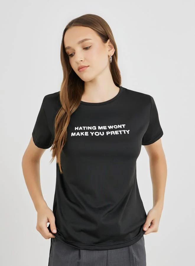 Take Two Take Two Slogan Print Regular Fit T-Shirt