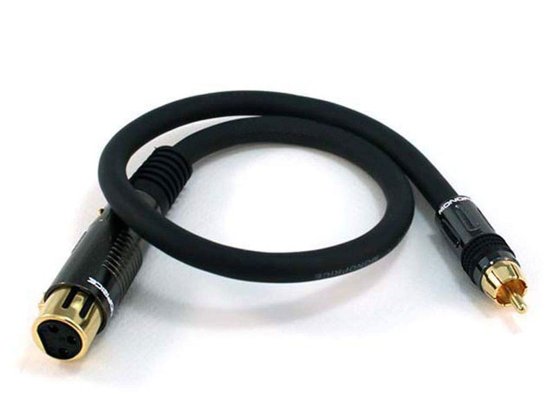 Monoprice XLR Female to RCA Male Cable - 1.5 Feet - Black, 16AWG, Gold Plated - Premier Series, 1.5ft - Image 1