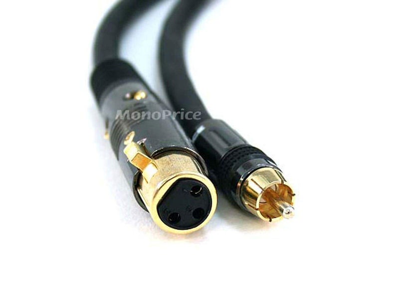 Monoprice XLR Female to RCA Male Cable - 1.5 Feet - Black, 16AWG, Gold Plated - Premier Series, 1.5ft - Image 2