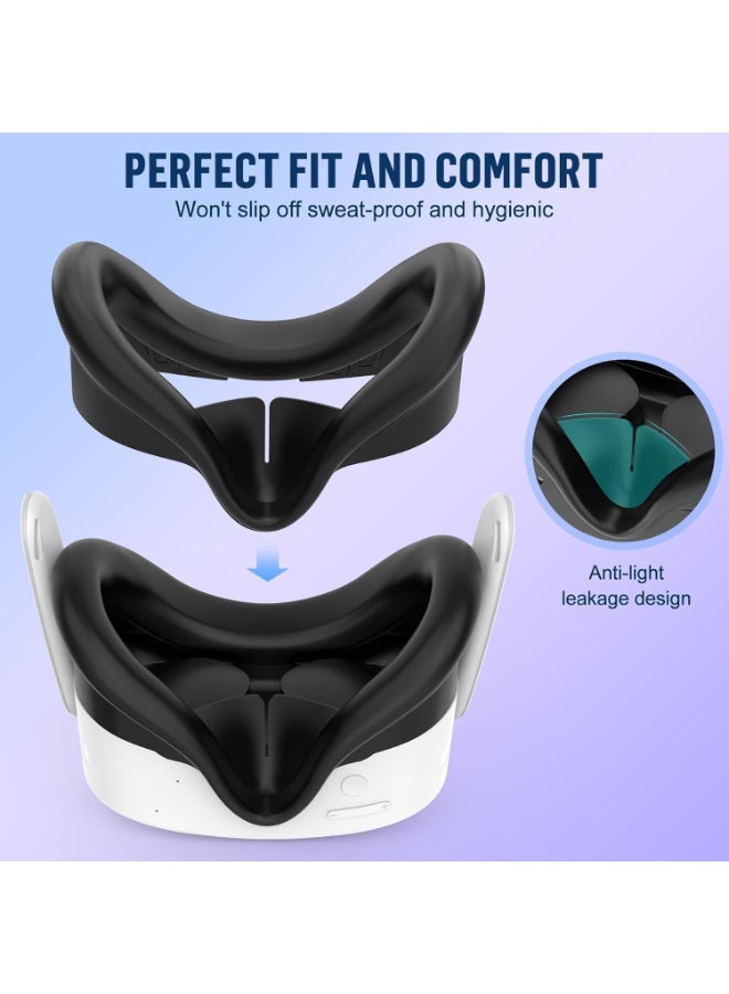 CENXI Silicone Cover Set Compatible with Meta Quest 3S Accessories, VR Protector Face Cover, Controller Grips, Front Shell Headset Cover and Lens Protective Cover for Meta/Oculus Quest 3S Accessories - Image 2