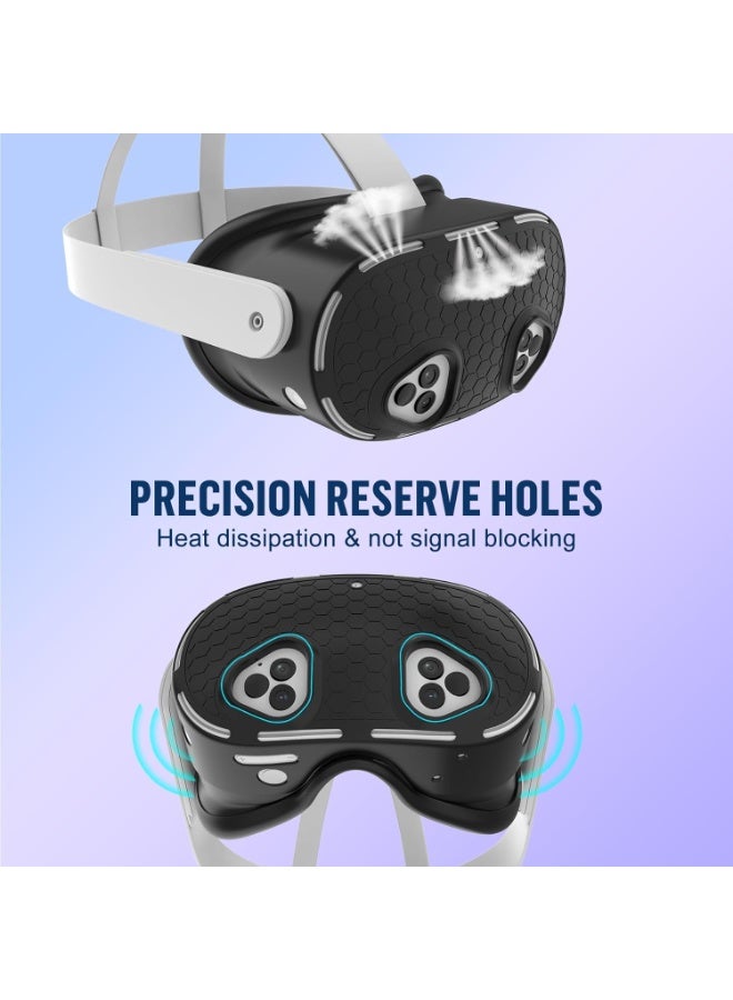 CENXI Silicone Cover Set Compatible with Meta Quest 3S Accessories, VR Protector Face Cover, Controller Grips, Front Shell Headset Cover and Lens Protective Cover for Meta/Oculus Quest 3S Accessories - Image 4