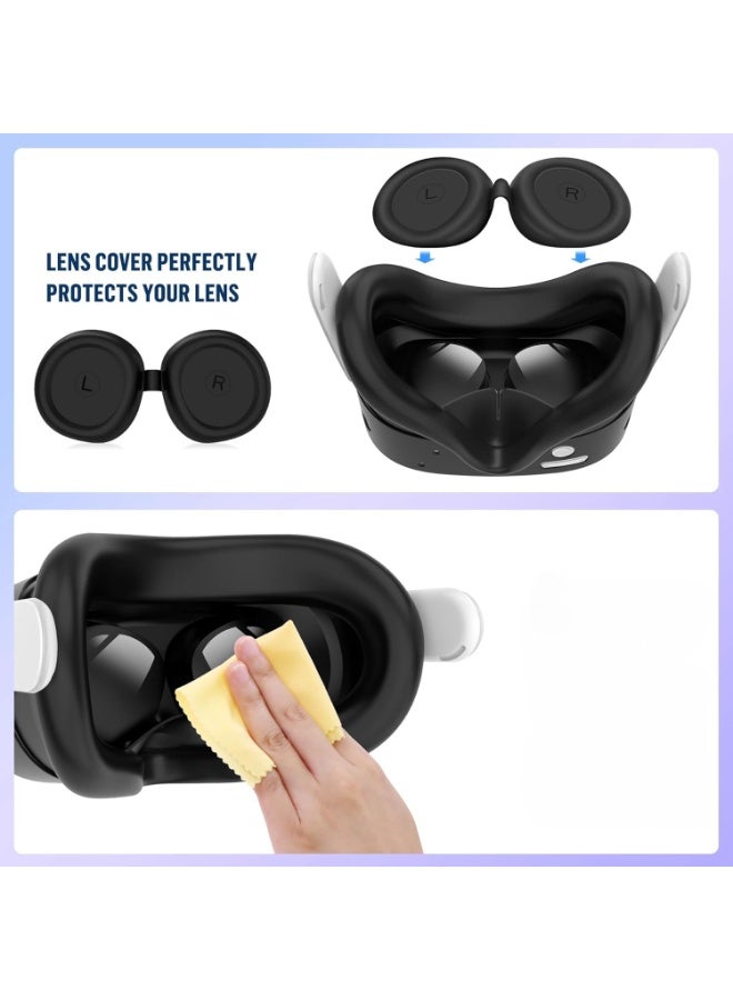 CENXI Silicone Cover Set Compatible with Meta Quest 3S Accessories, VR Protector Face Cover, Controller Grips, Front Shell Headset Cover and Lens Protective Cover for Meta/Oculus Quest 3S Accessories - Image 3