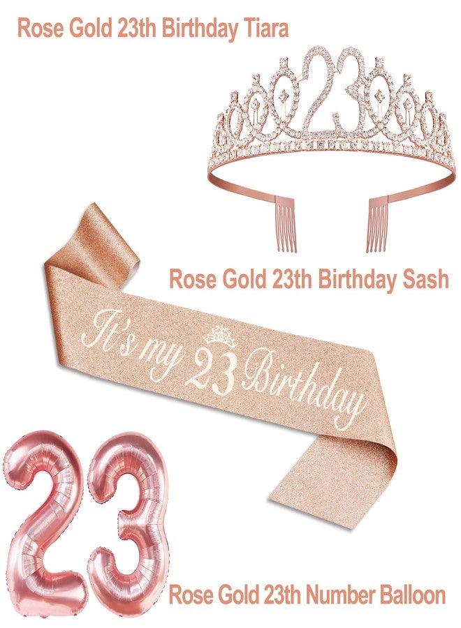 YeohJoy 23rd Birthday Decorations for Women, Include 23rd Birthday Sash and Tiara, Cake Topper and Candles, Number Balloons, 23 Year Old Gifts for Women - Image 3