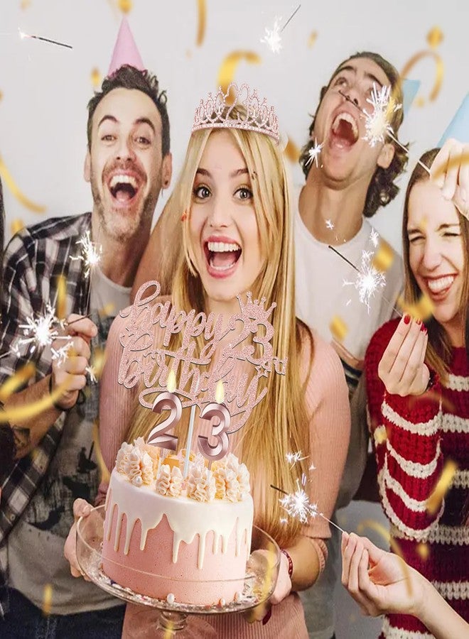 YeohJoy 23rd Birthday Decorations for Women, Include 23rd Birthday Sash and Tiara, Cake Topper and Candles, Number Balloons, 23 Year Old Gifts for Women - Image 2