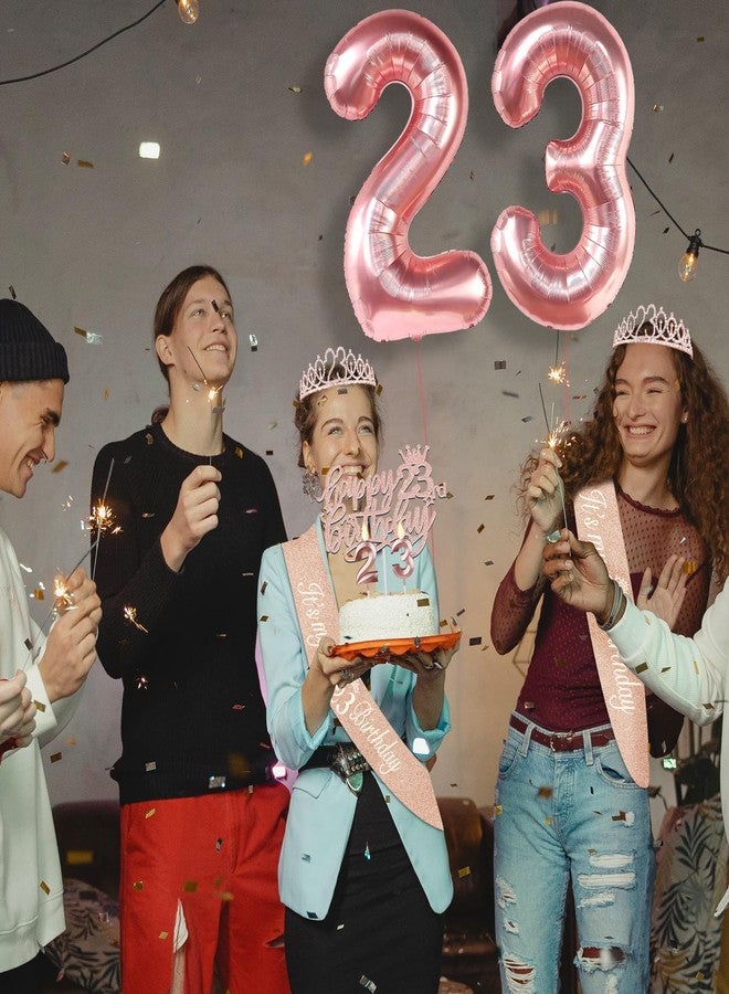 YeohJoy 23rd Birthday Decorations for Women, Include 23rd Birthday Sash and Tiara, Cake Topper and Candles, Number Balloons, 23 Year Old Gifts for Women - Image 5