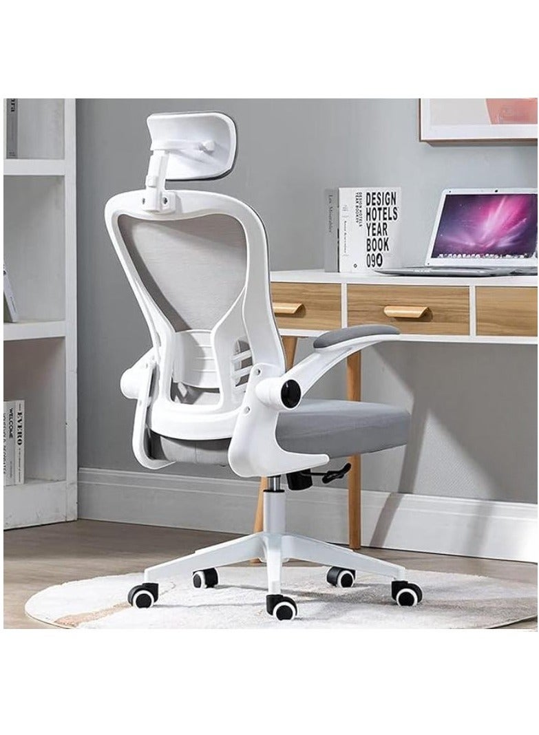 Arabest Ergonomic Office Chair Desk Chair For Home Office,High Back Desk Chair, Breathable Mesh Computer Chair with Wheels, Swivel Computer Task Chair With Flip-up Armrests and Lumbar Support (Grey) - Image 1