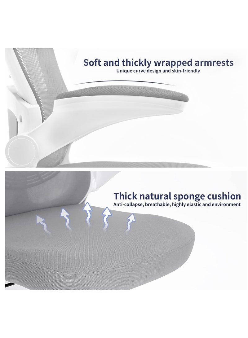 Arabest Ergonomic Office Chair Desk Chair For Home Office,High Back Desk Chair, Breathable Mesh Computer Chair with Wheels, Swivel Computer Task Chair With Flip-up Armrests and Lumbar Support (Grey) - Image 3