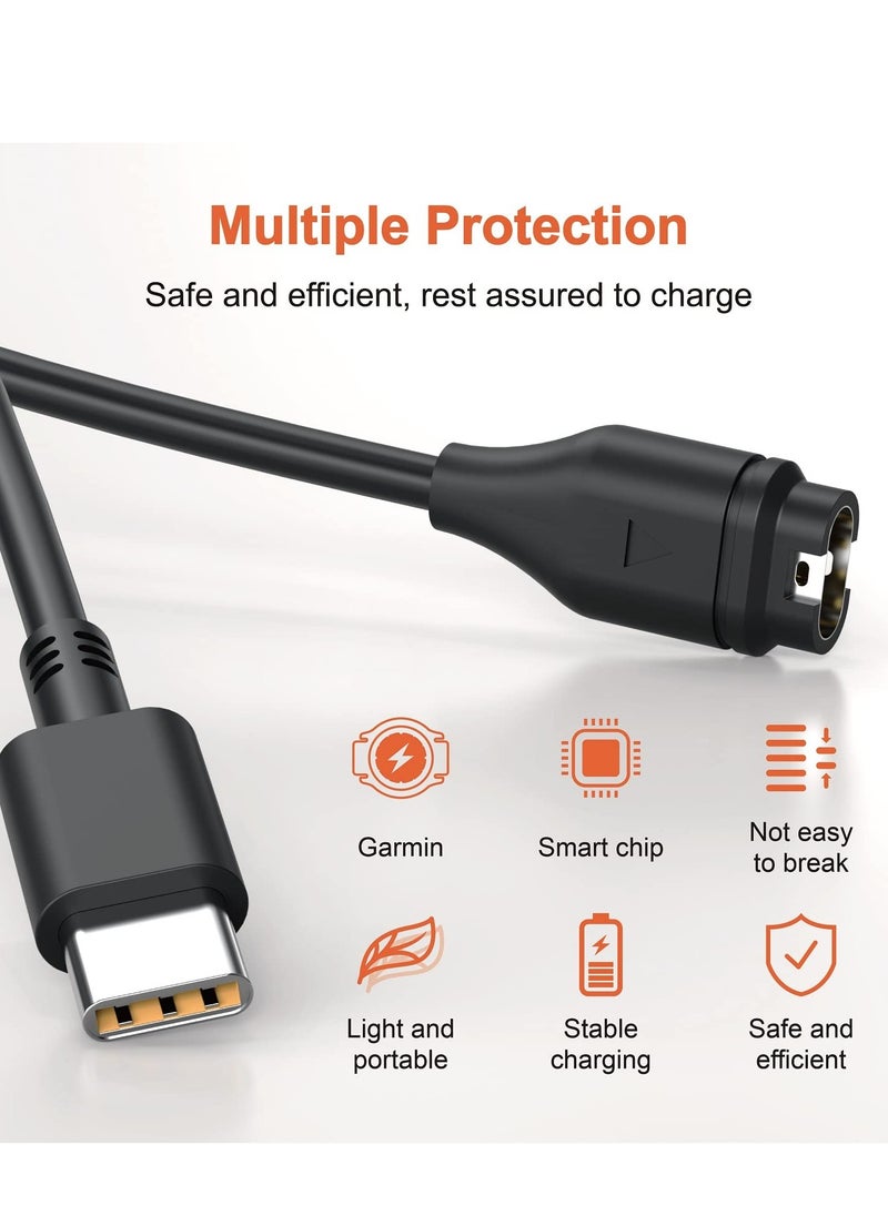 KASTWAVE Charger Cable for Garmin Watches Fenix7 5x 6 6x 6s Pro, Etc., Type C Interface Charging Cable 1m Long Universal Portable Replacement Watch Data Cable (black)  - Image 4