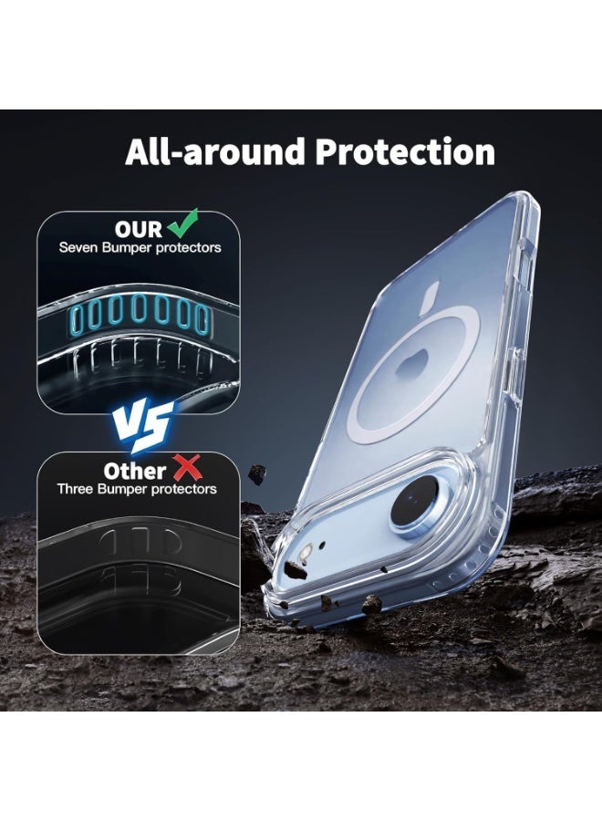 دينكس جراب شفاف لهاتف iPhone 17 Air، جراب مغناطيسي شفاف مع واقي للشاشة وحامي للكاميرا [متوافق مع MagSafe]، غطاء TPU مقاوم للصدمات - شفاف - Image 2