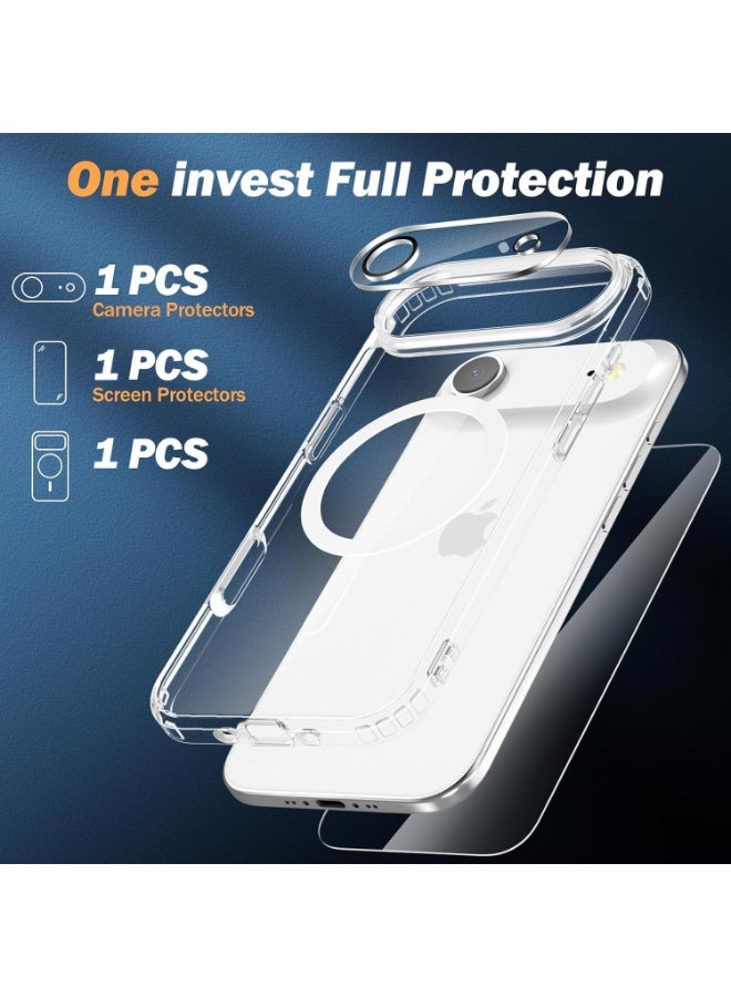 دينكس جراب شفاف لهاتف iPhone 17 Air، جراب مغناطيسي شفاف مع واقي للشاشة وحامي للكاميرا [متوافق مع MagSafe]، غطاء TPU مقاوم للصدمات - شفاف - Image 4