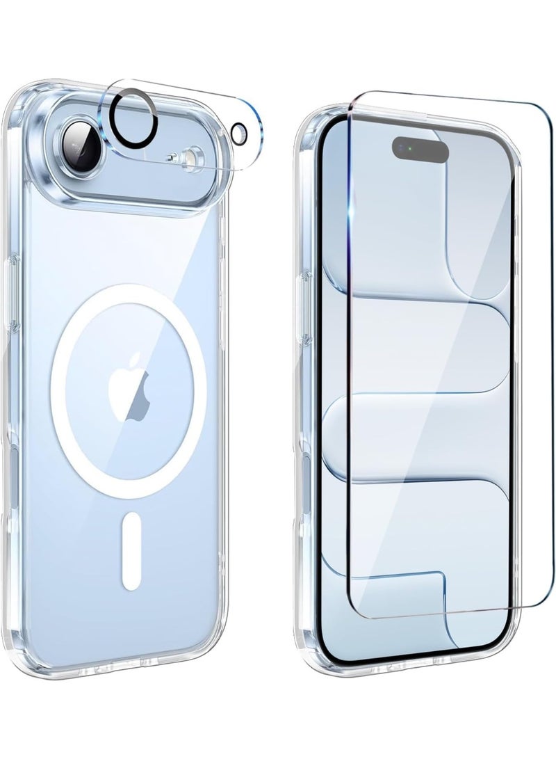 دينكس جراب شفاف لهاتف iPhone 17 Air، جراب مغناطيسي شفاف مع واقي للشاشة وحامي للكاميرا [متوافق مع MagSafe]، غطاء TPU مقاوم للصدمات - شفاف - Image 1
