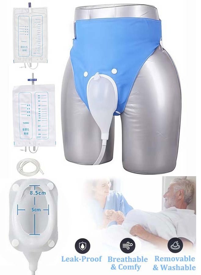 Reusable Silicone Urine Collector with Portable Wearable Urinary Drainage Bag System Wearable Washable Urinal Collector for Old Men while Sleeping Bed Patients for Elderly Men - Image 1