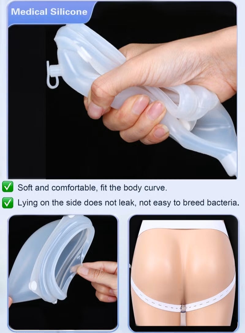 Reusable Silicone Urine Collector with Portable Wearable Urinary Drainage Bag System Wearable Washable Urinal Collector for Old Men while Sleeping Bed Patients for Elderly Men - Image 3