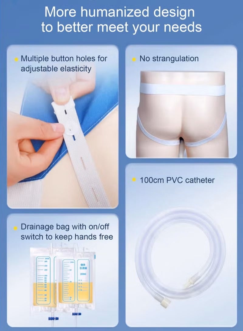 Reusable Silicone Urine Collector with Portable Wearable Urinary Drainage Bag System Wearable Washable Urinal Collector for Old Men while Sleeping Bed Patients for Elderly Men - Image 4