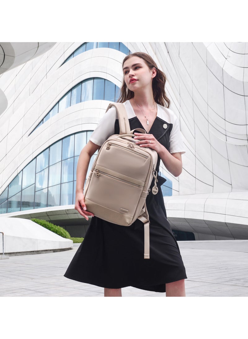 شانتريا حقيبة ظهر كمبيوتر نسائية متينة مقاومة للماء متعددة الوظائف مضادة للسرقة خفيفة الوزن للاستخدام اليومي والسفر والدراسة والكلية، كاكي - Image 4