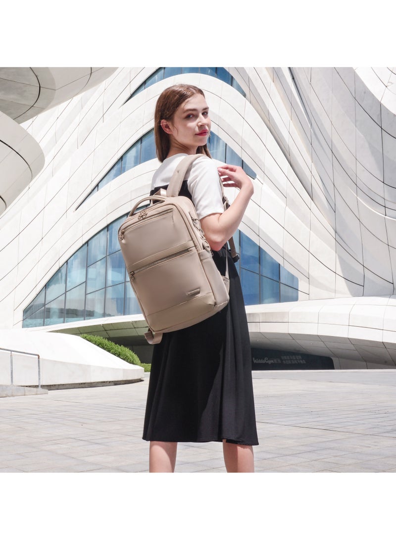 شانتريا حقيبة ظهر كمبيوتر نسائية متينة مقاومة للماء متعددة الوظائف مضادة للسرقة خفيفة الوزن للاستخدام اليومي والسفر والدراسة والكلية، كاكي - Image 5